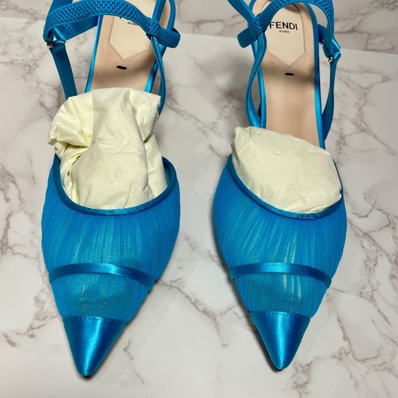 FENDI Blue Tulle Slingback - Picture 12 of 15